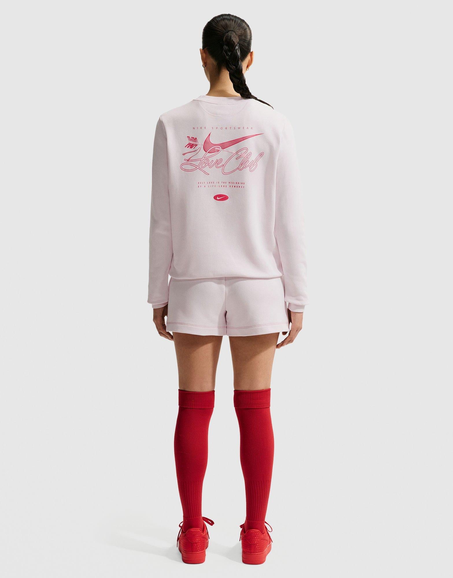 nike club crew neck sweat in pink