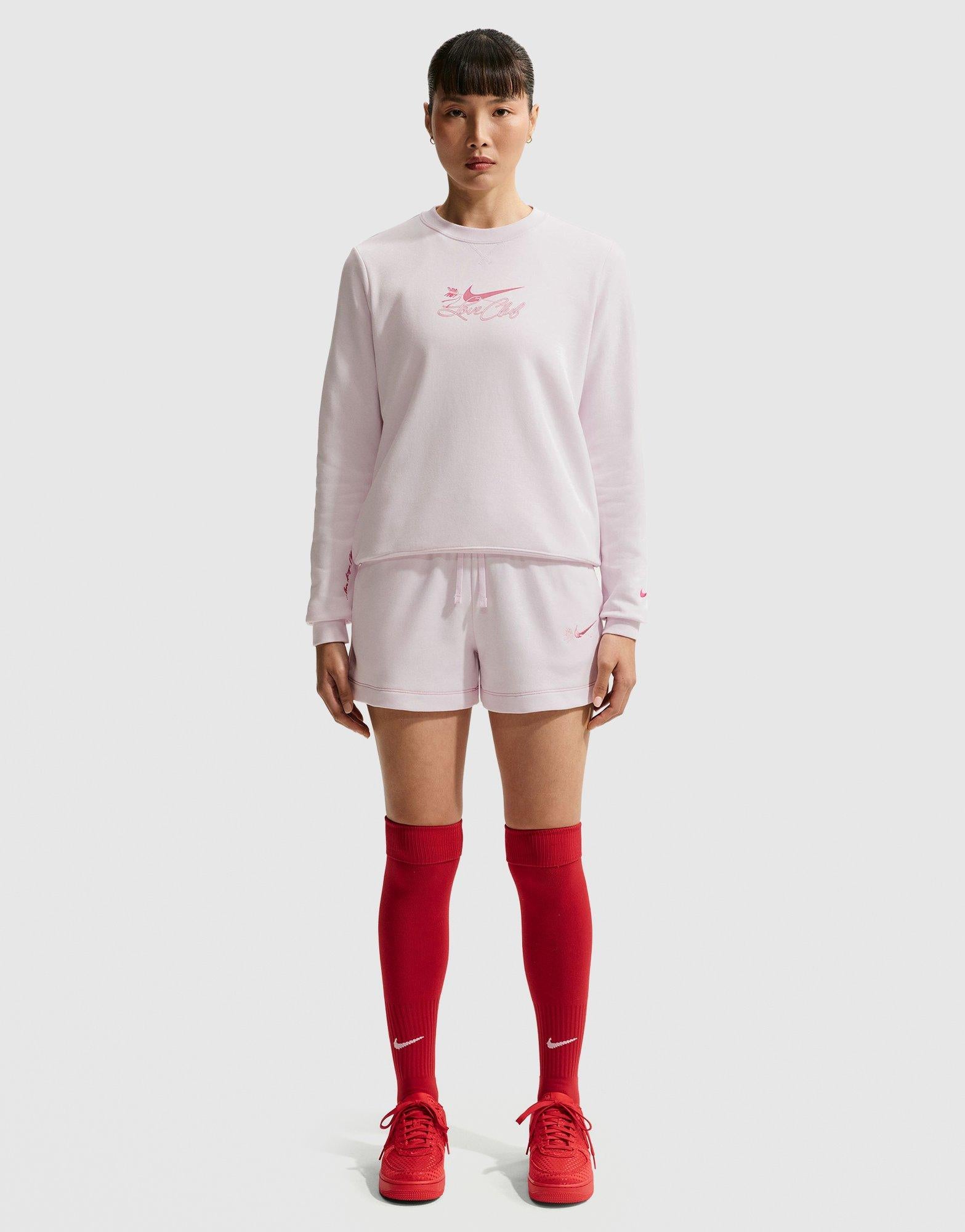 pink nike club fleece shorts
