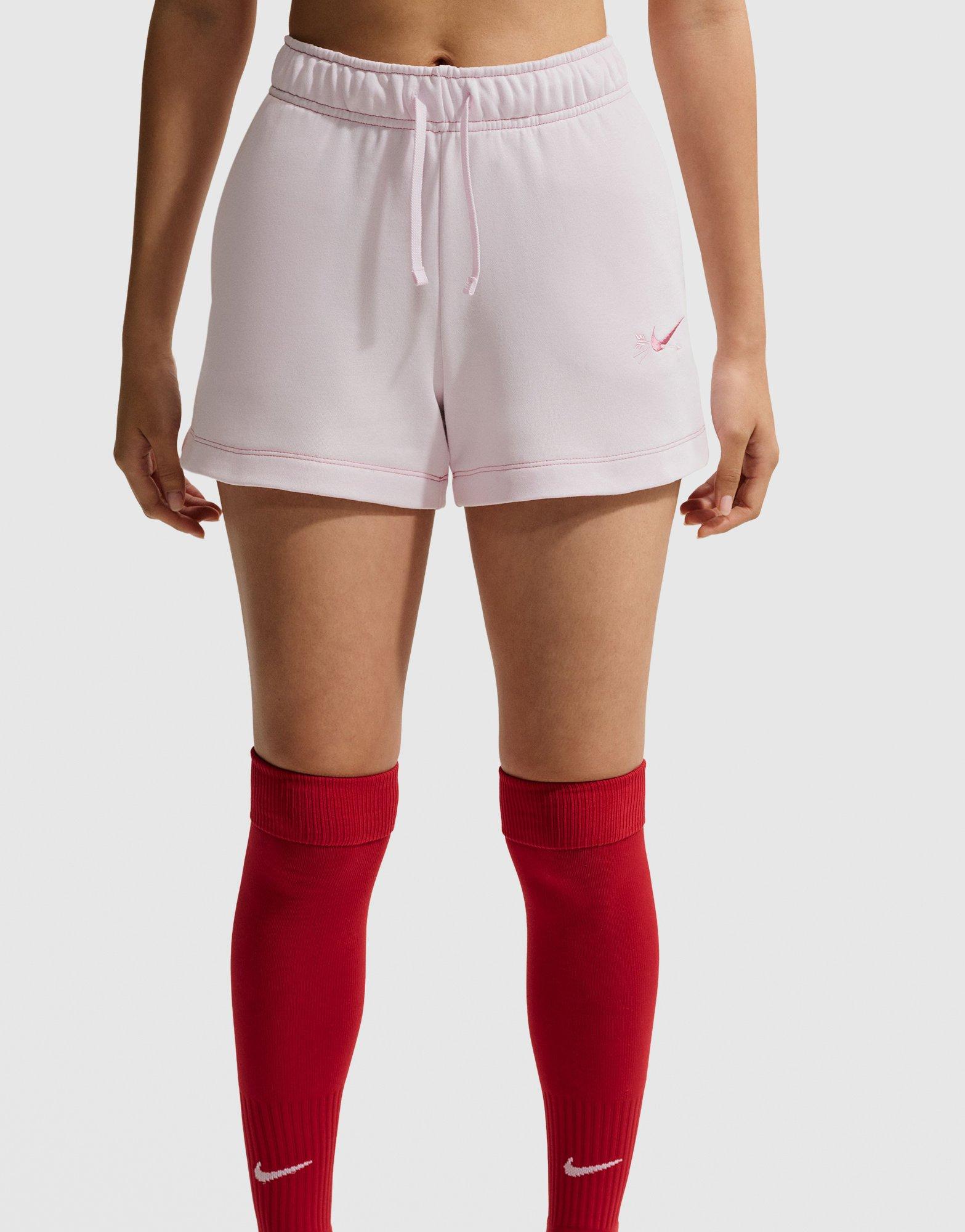 pink nike club fleece shorts