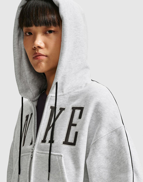 Studio Fleece Medium Weight Oversized Full-Zip Cropped Hoodie