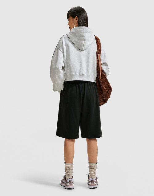 Studio Fleece Medium Weight Oversized Full-Zip Cropped Hoodie