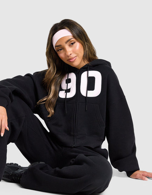 Studio 90 Oversized Crop Full Zip Hoodie