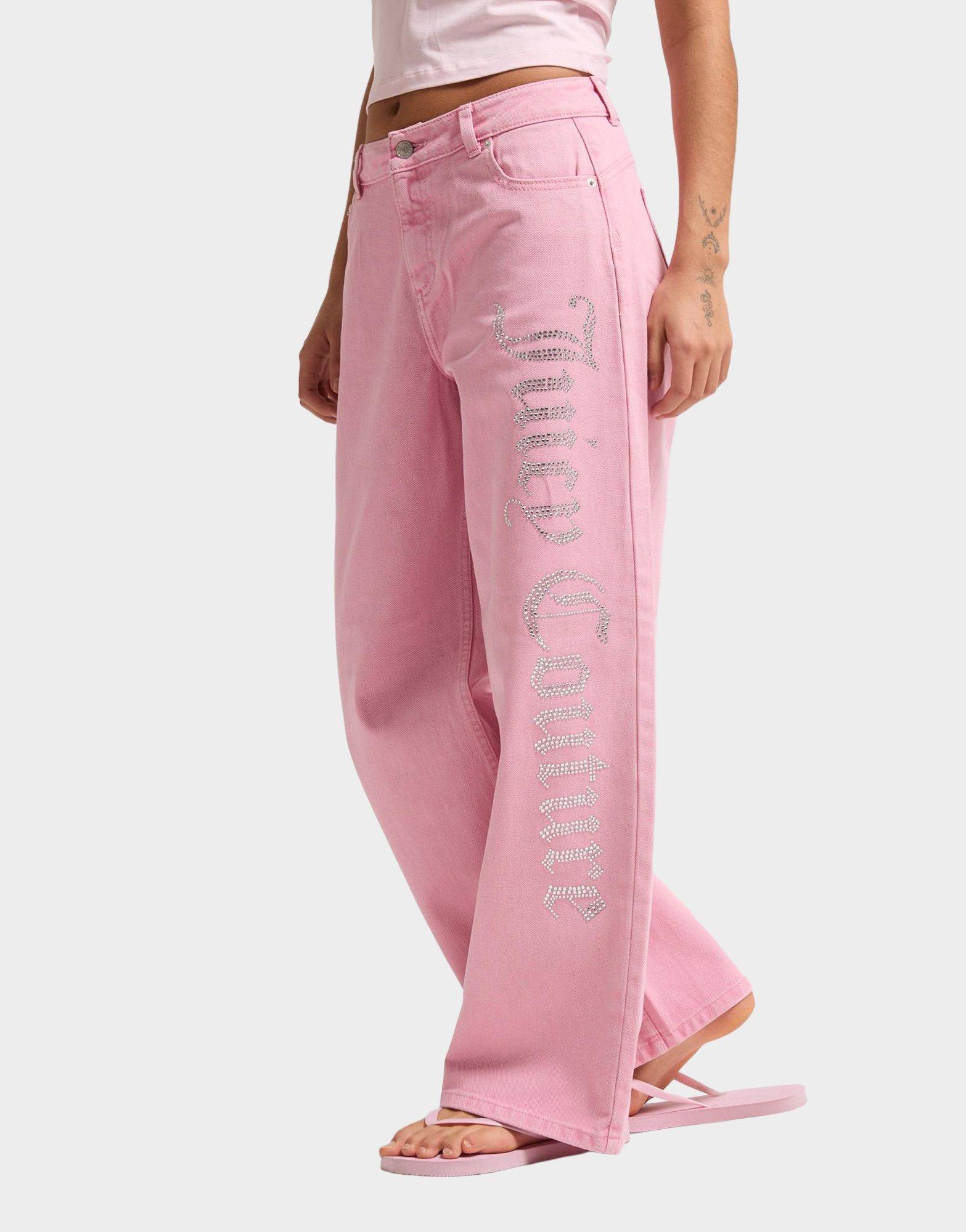 Pink Juicy Couture Diamante Wide Leg Jeans - JD Sports Malaysia