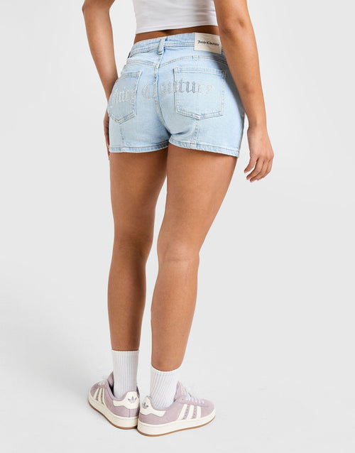 Diamante Logo Denim Shorts