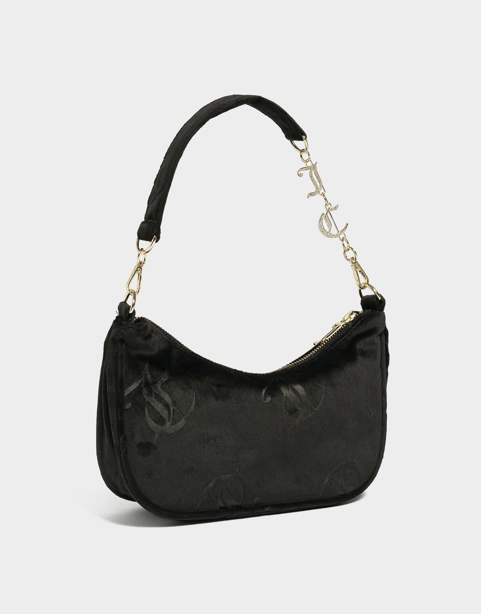 Black Juicy Couture Velour Diamanté Shoulder Bag - JD Sports Black Juicy Couture Velour Diamanté Shoulder Bag - JD Sports