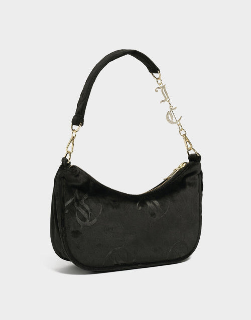 Velour Diamanté Shoulder Bag