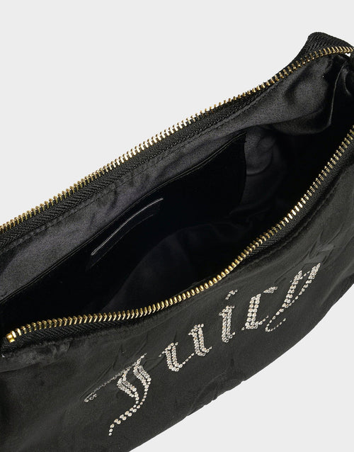 Velour Diamanté Shoulder Bag