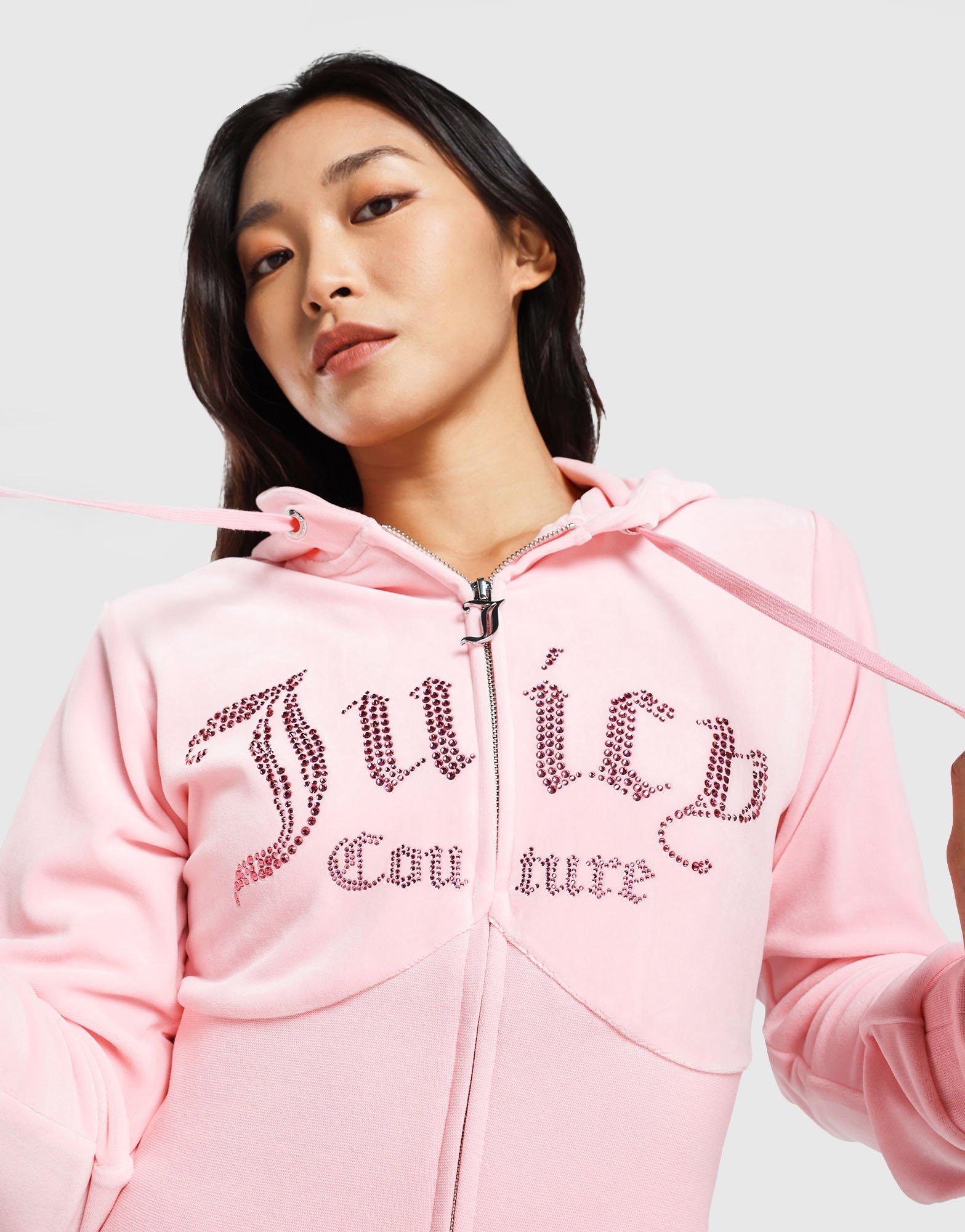 Hooded Full Zip Velour Crystal