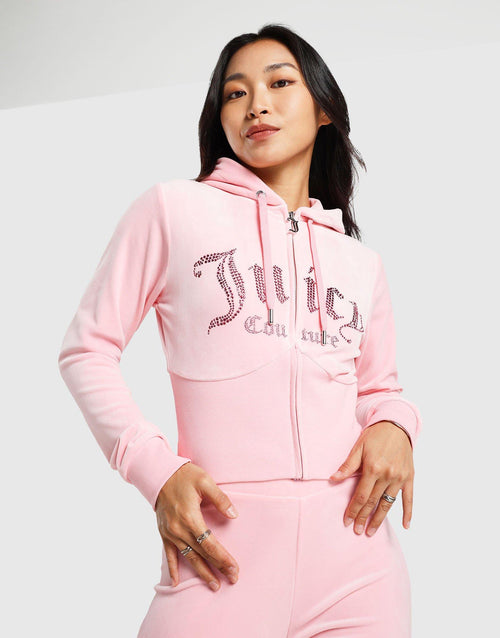 Hooded Full Zip Velour Crystal