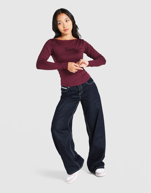 Mia Button Neck Long Sleeve T-Shirt