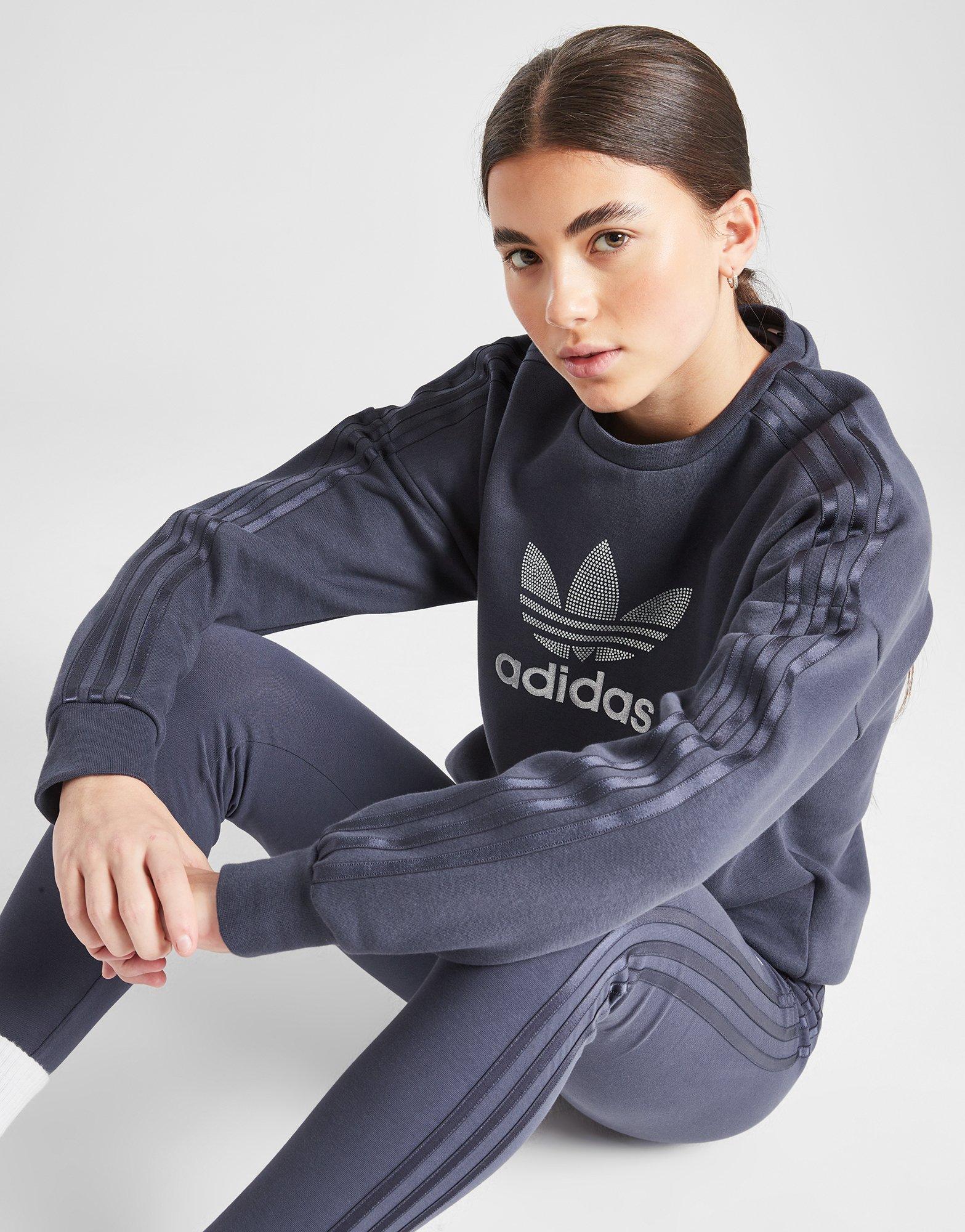 Girls' Glitter Trefoil Crew Sweatshirt Junior