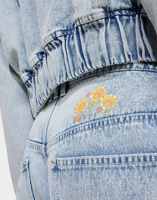 Care Bear High Rise Wide Leg Denim Pant