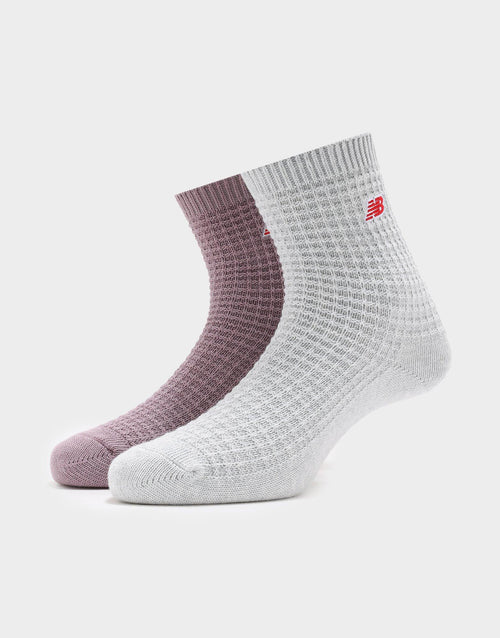 Waffle Knit Ankle Socks 2 Pack