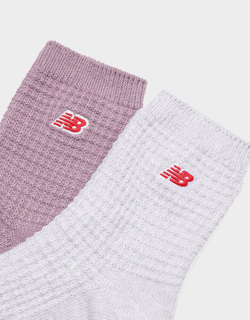 Waffle Knit Ankle Socks 2 Pack