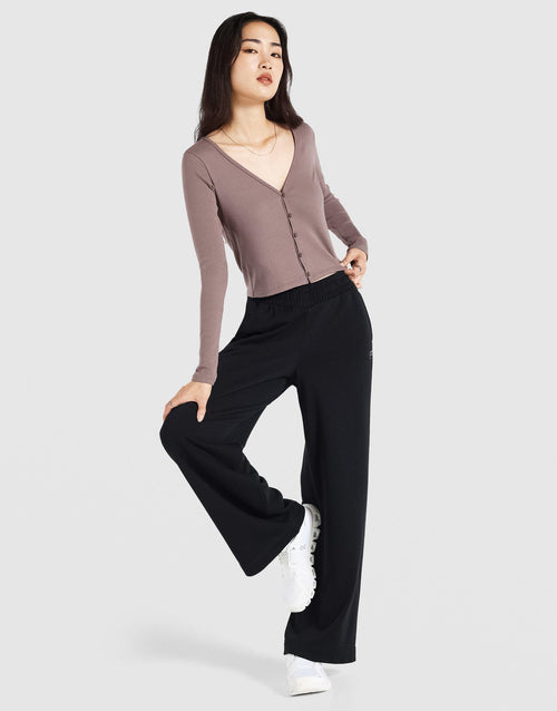 Modal Rib Cardigan Long-Sleeve Top