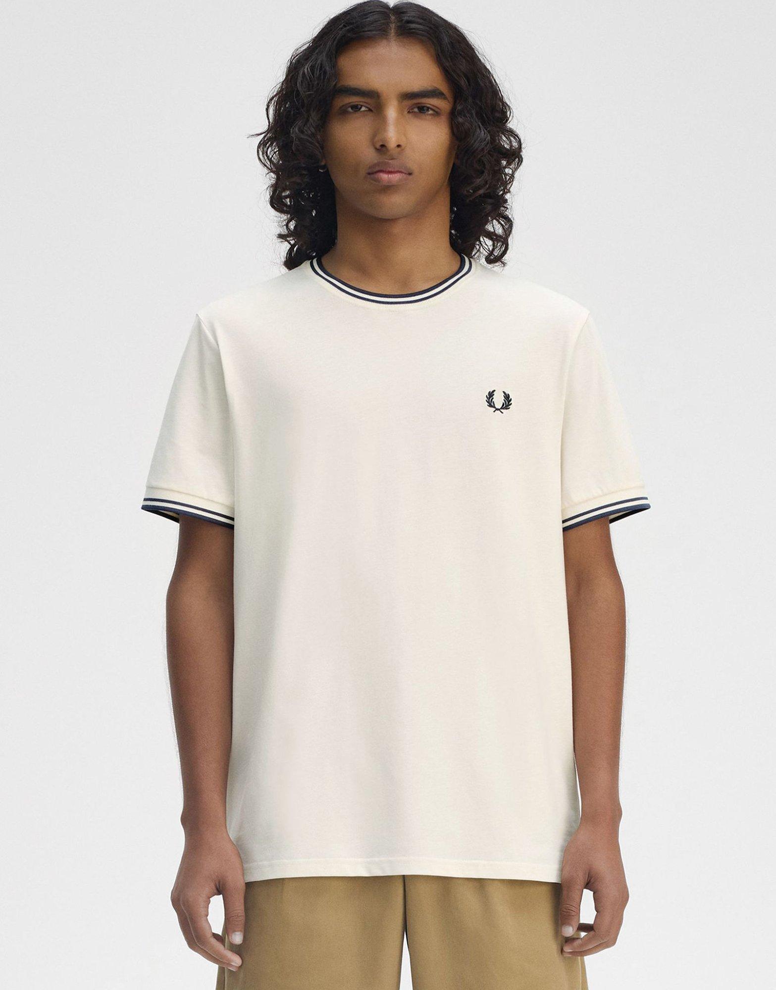 Beige Fred Perry Twin Tipped T-Shirt - JD Sports Malaysia