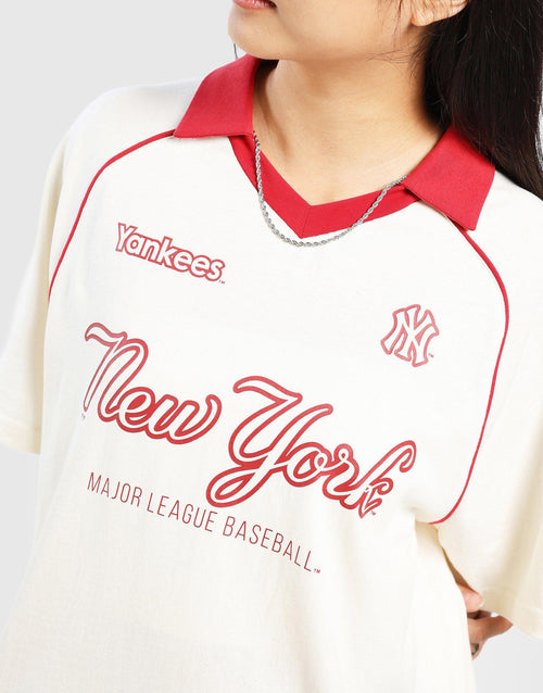 MLB New York Yankees V-Neck Oversized Polo Jersey