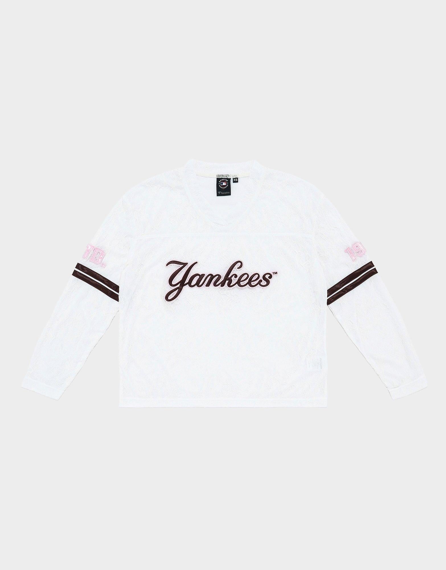 NY Yankees Lace Jersey Long-Sleeve Top