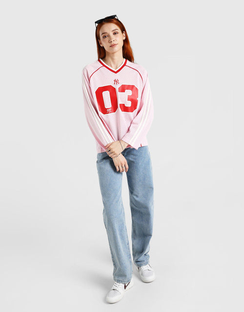 NY Yankees Pipe Mesh Long‑Sleeve T‑Shirt
