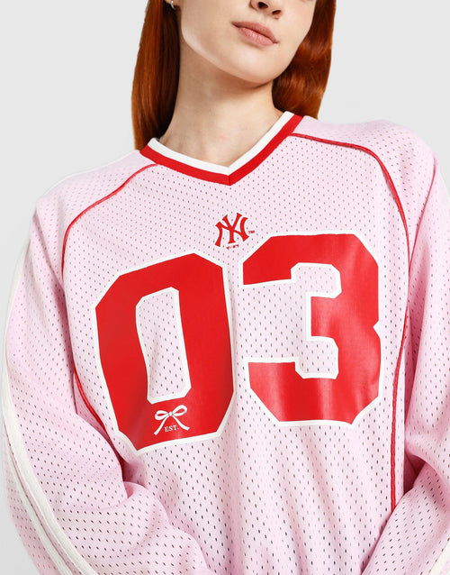 NY Yankees Pipe Mesh Long‑Sleeve T‑Shirt