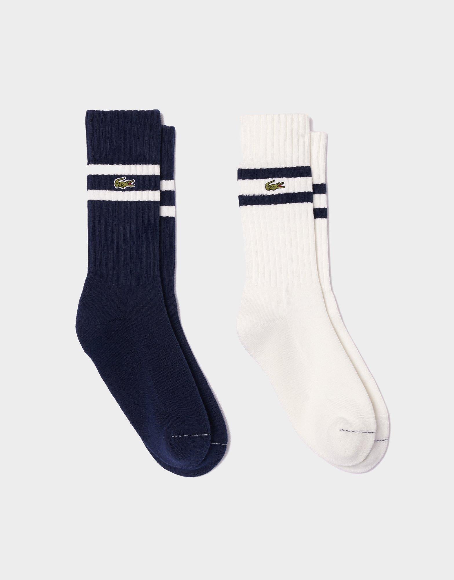 Contrast Stripes Ribbed Knit Socks (2 Pack)