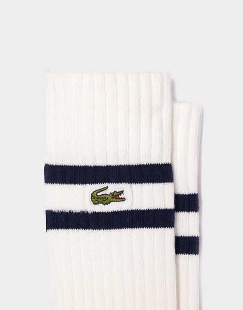 Contrast Stripes Ribbed Knit Socks (2 Pack)