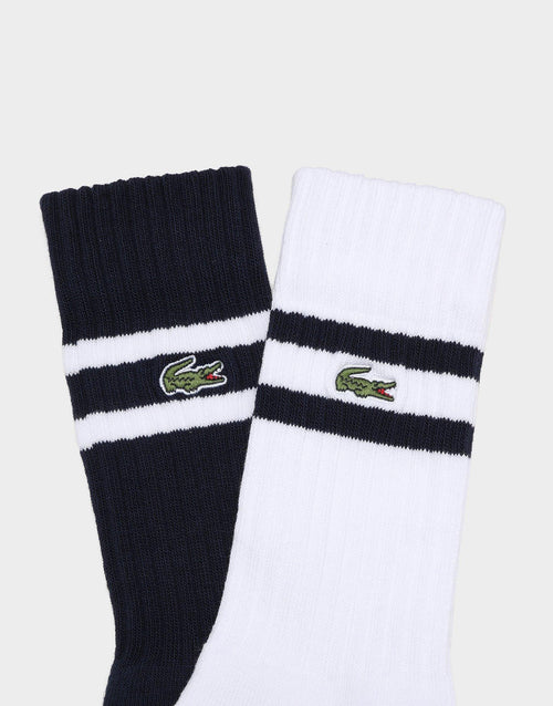 Contrast Stripes Ribbed Knit Socks (2 Pack)