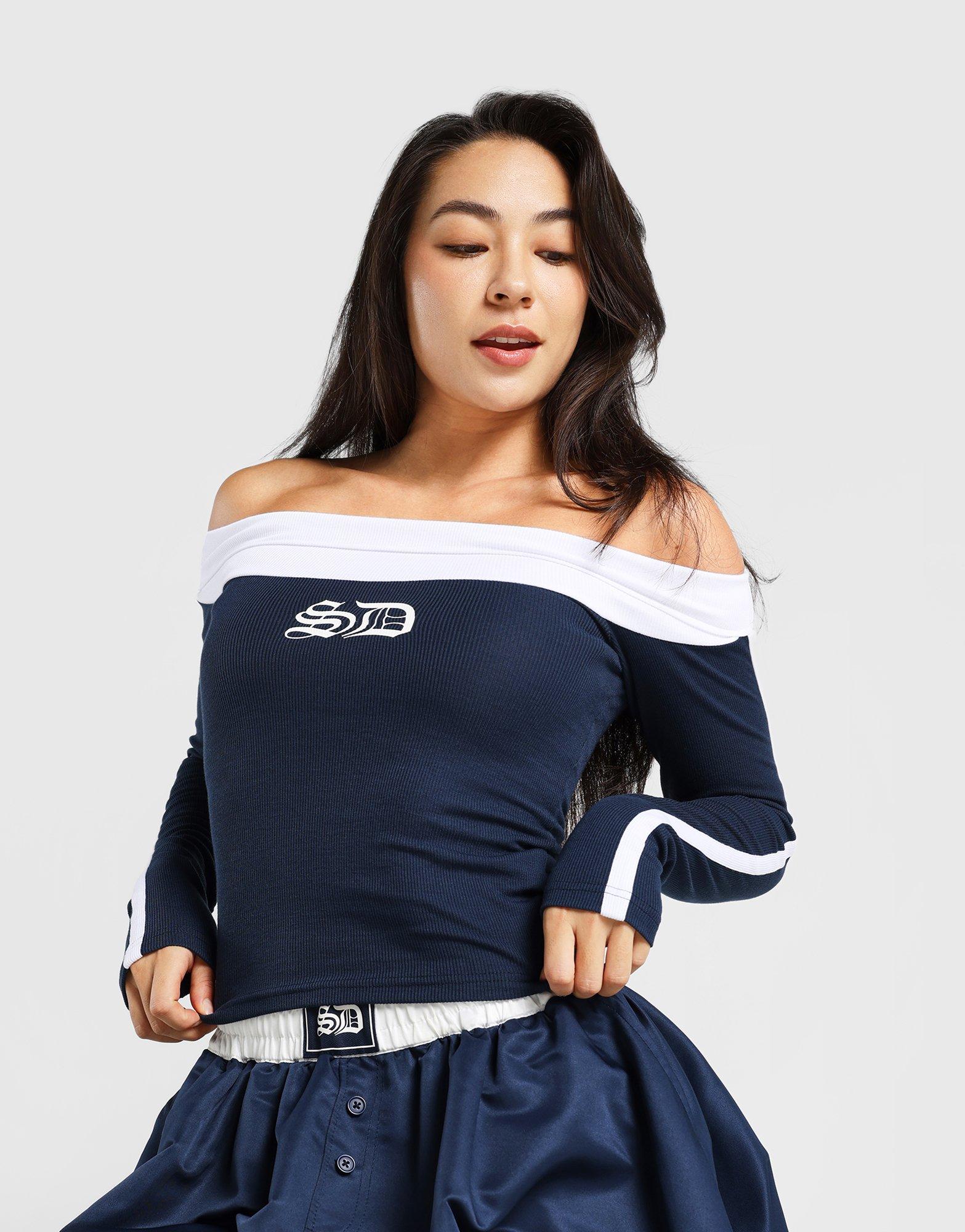 off the shoulder t shirt dress Blue Supply & Demand Off Shoulder Top Dress