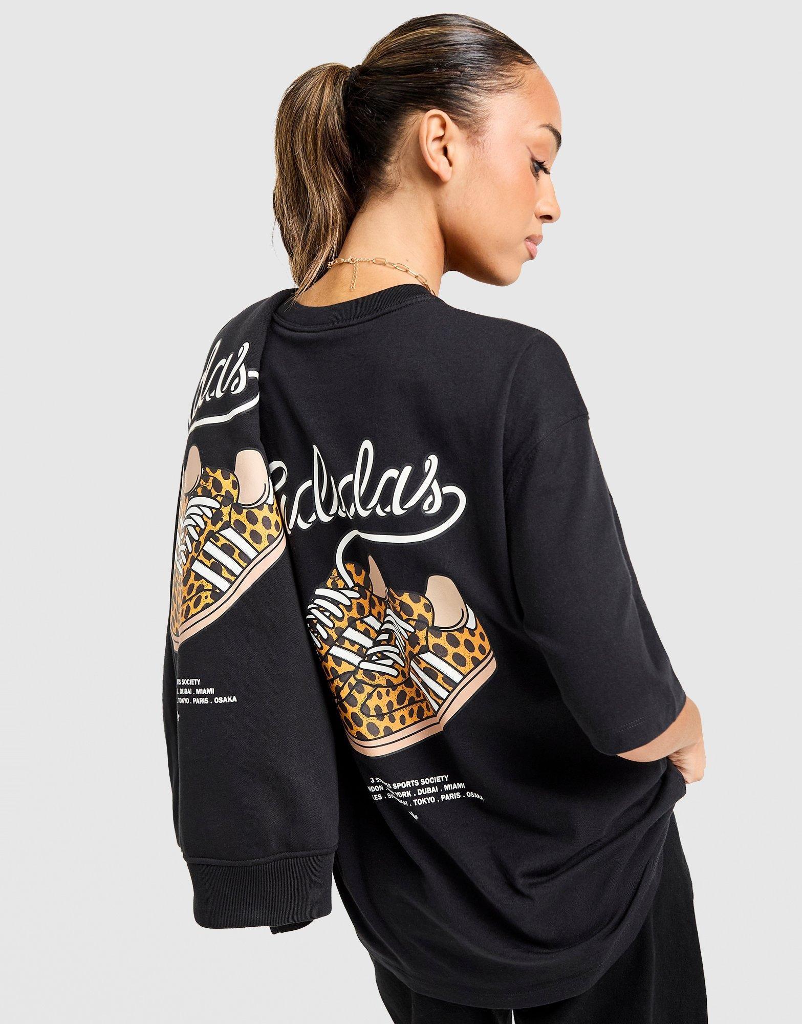 BOYFRIEND　Tシャツ Black adidas Leopard Print Samba Boyfriend T-Shirt - JD Sports