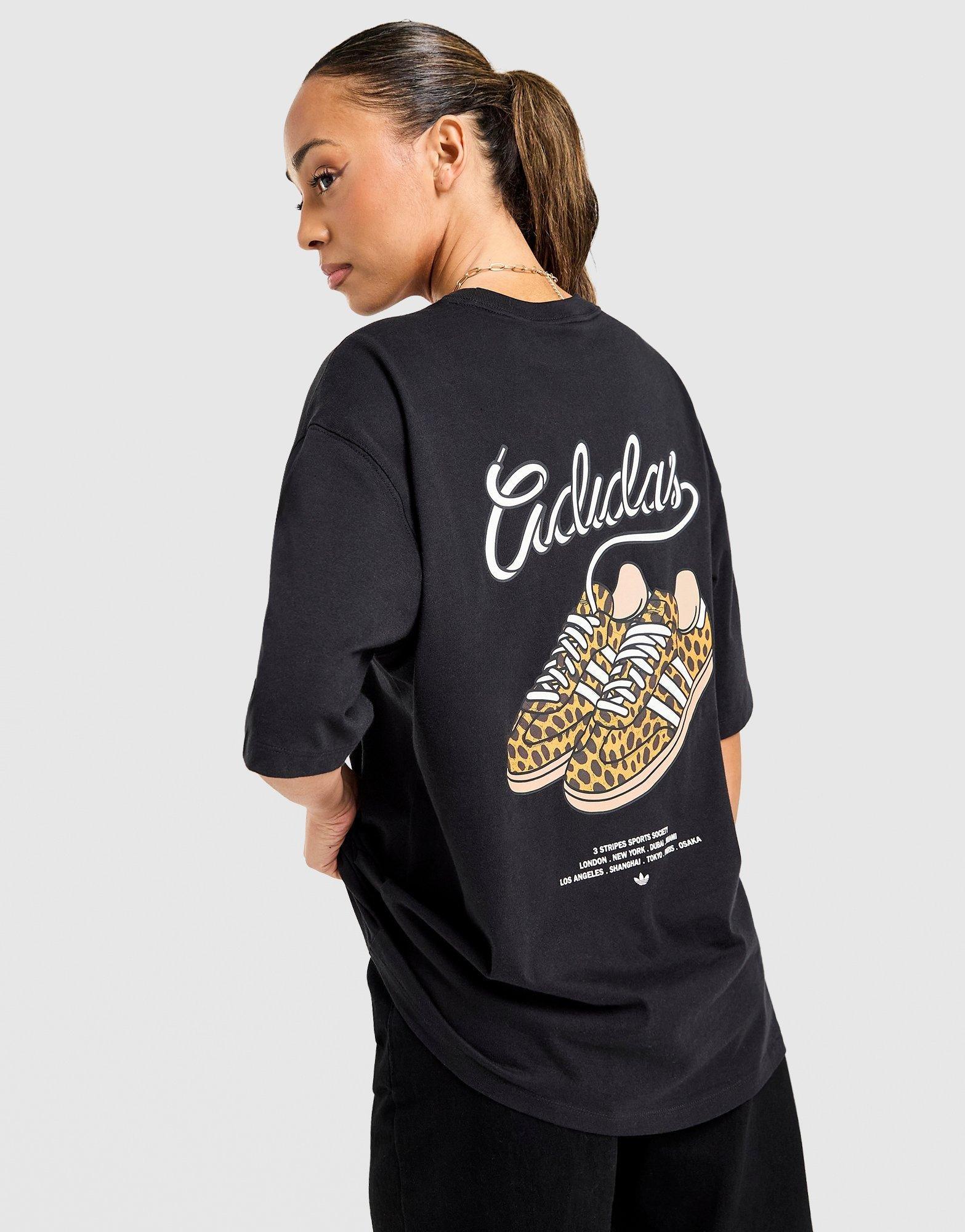Black adidas Leopard Print Samba Boyfriend T-Shirt - JD Sports
