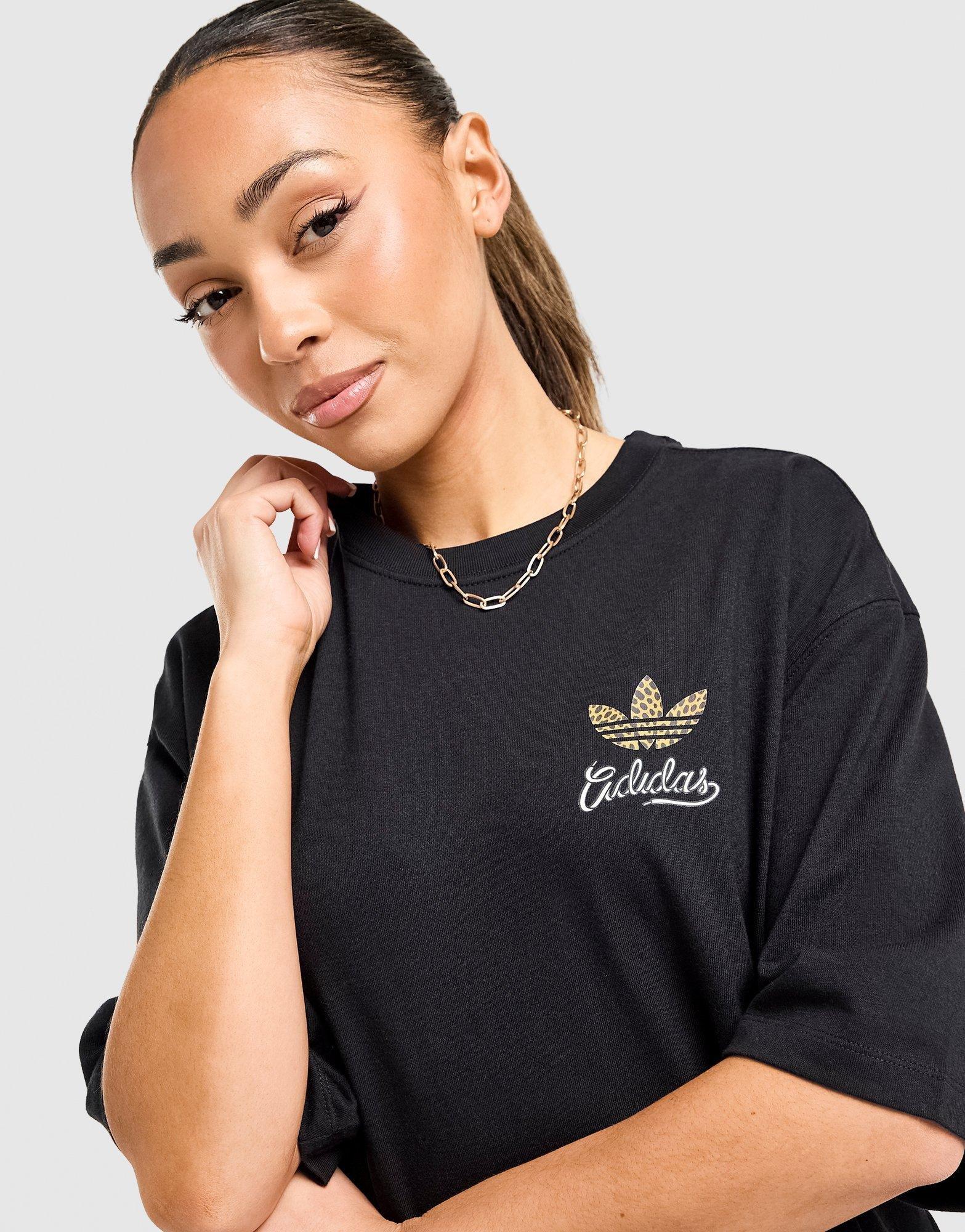 Black adidas Leopard Print Samba Boyfriend T-Shirt - JD Sports